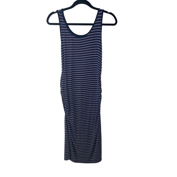 Liz Lange Sleeveless Striped Maternity Tank Dress Purple Navy Womens‎ Size Small - Picture 3 of 12
